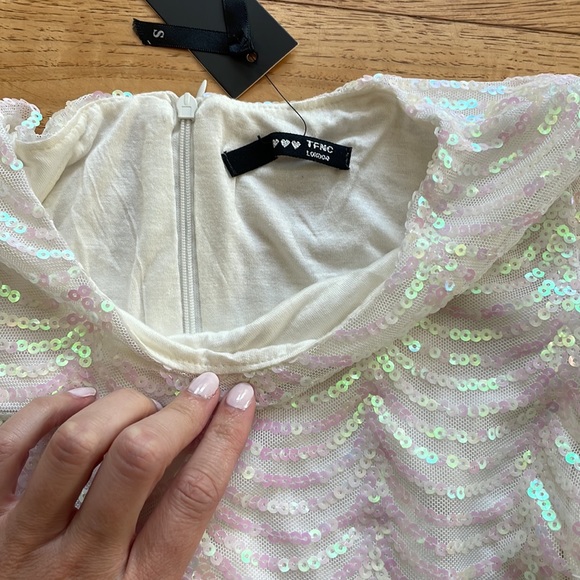 TFNC white sequined dress- Size Small - Picture 6 of 9